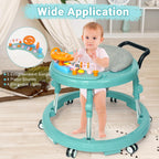 HolyBase Music and Lights Baby Walker Foldable with 9 Adjustable Heights, Baby Walker with Wheels Portable, Infant Toddler Walker for Baby Boy Girls 6-18 Months