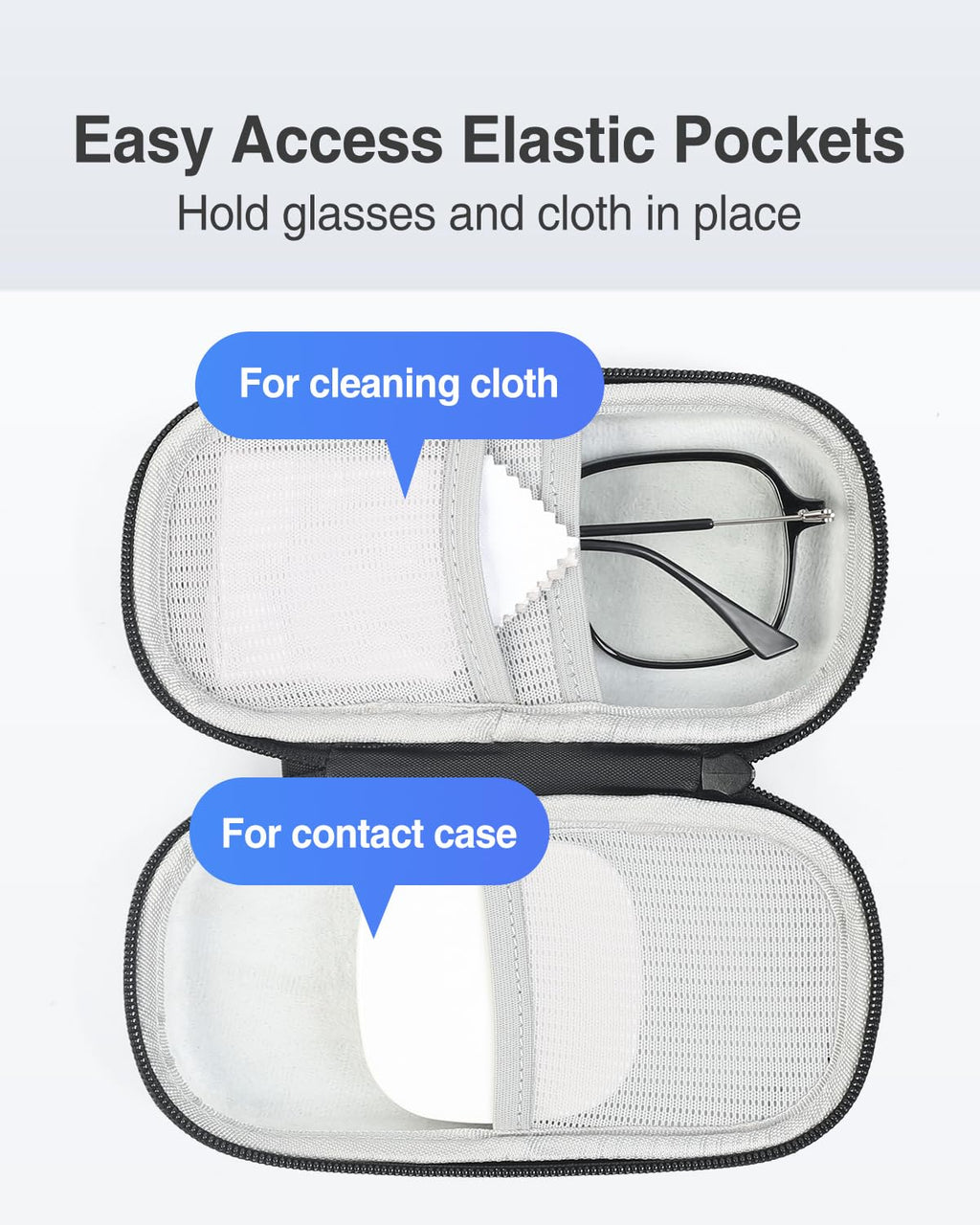 Luxtude Contact Lens Case, Glasses and Contact Case 2 in 1, Hard Shell Travel Contacts Cases with Mirror, Double Eyeglass Cases (Black)