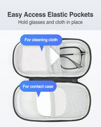 Luxtude Contact Lens Case, Glasses and Contact Case 2 in 1, Hard Shell Travel Contacts Cases with Mirror, Double Eyeglass Cases (Black)