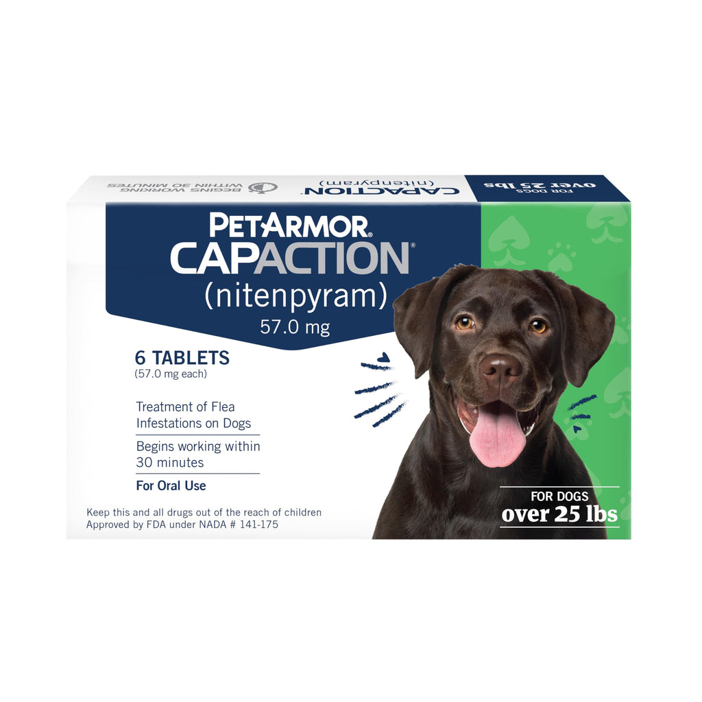 PetArmor CAPACTION Oral Flea Tablets Dogs 25+ lbs, Nitenpyram, 6-Dose