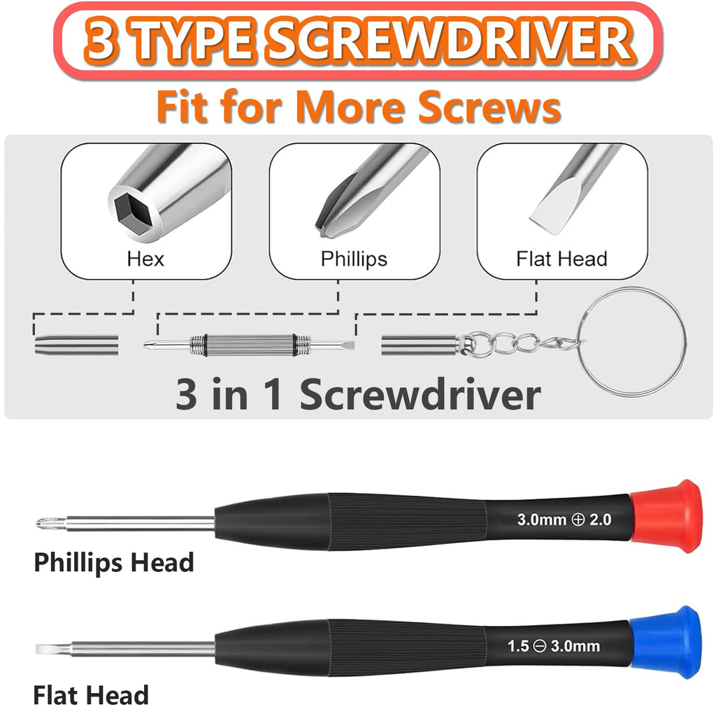 Eyeglass Repair Kit with Screws, Mini Glasses Repair Kit, Eye Glass Repairing Kit with Eyeglass Screws, Silicone Nose Pads, Tweezer, Screwdriver for Eyeglasses,Sunglasses, Magnify Glass and Case