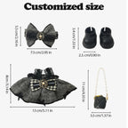 Clothes Compatible with LABUBU Doll – 4PCS Houndstooth lace Dress Set, 17cm Doll Clothes Designer Outfit for Urban Chic Theme, Classic Stylish Accessories for Labubu, No Doll (Houndstooth Rebel)