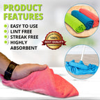 HELOMOR 6 Extra Large Microfiber Cleaning Cloths, 30"x18" Floor Towels for Squeegee Mop, Reusable Multi-Purpose Cleaning Rags for House, Kitchen, Car & Windows, Highly Absorbent, Lint-Free