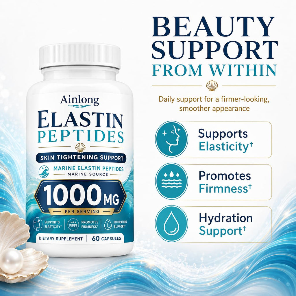 Ainlong Elastin Peptides 1000mg, Marine Elastin Peptide Skin Tightening Formula, 60 Count (1)
