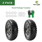Parts Camp Replace Gorilla Cart Wheels 10" Flat-free Solid Tire and Wheel