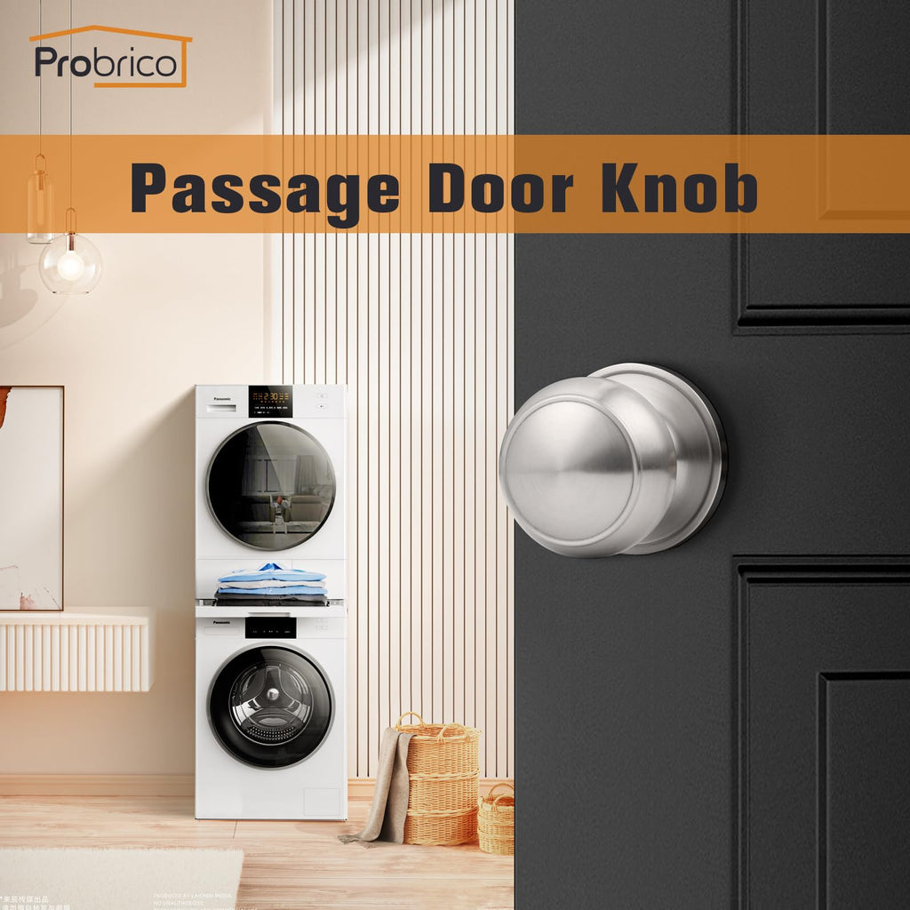 Probrico Interior Door Knobs for Hallway, Flat Ball Closet Door Knob Brushed Nickel Finish, 10Pack Passage Door Knobs Brushed Nickel Door Knob