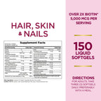 Nature's Bounty Advanced Hair, Skin & Nails, Argan-Infused Vitamin Supplement with Biotin and Hyaluronic Acid, 150 Rapid Release Softgels (Pack of 2)