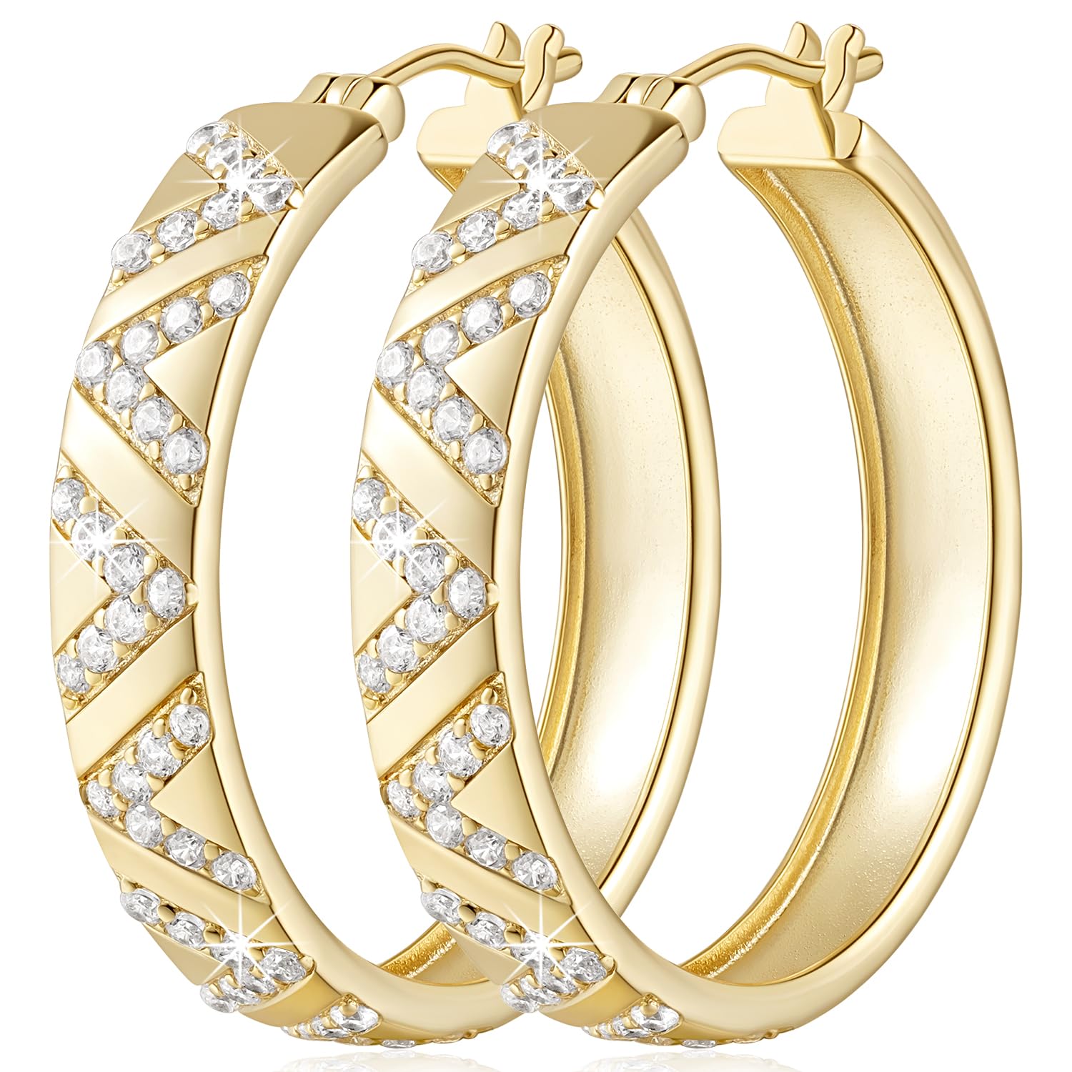 SANDRA REDD 14K Gold Hoop Earrings for Women 14K Gold Earrings for Women