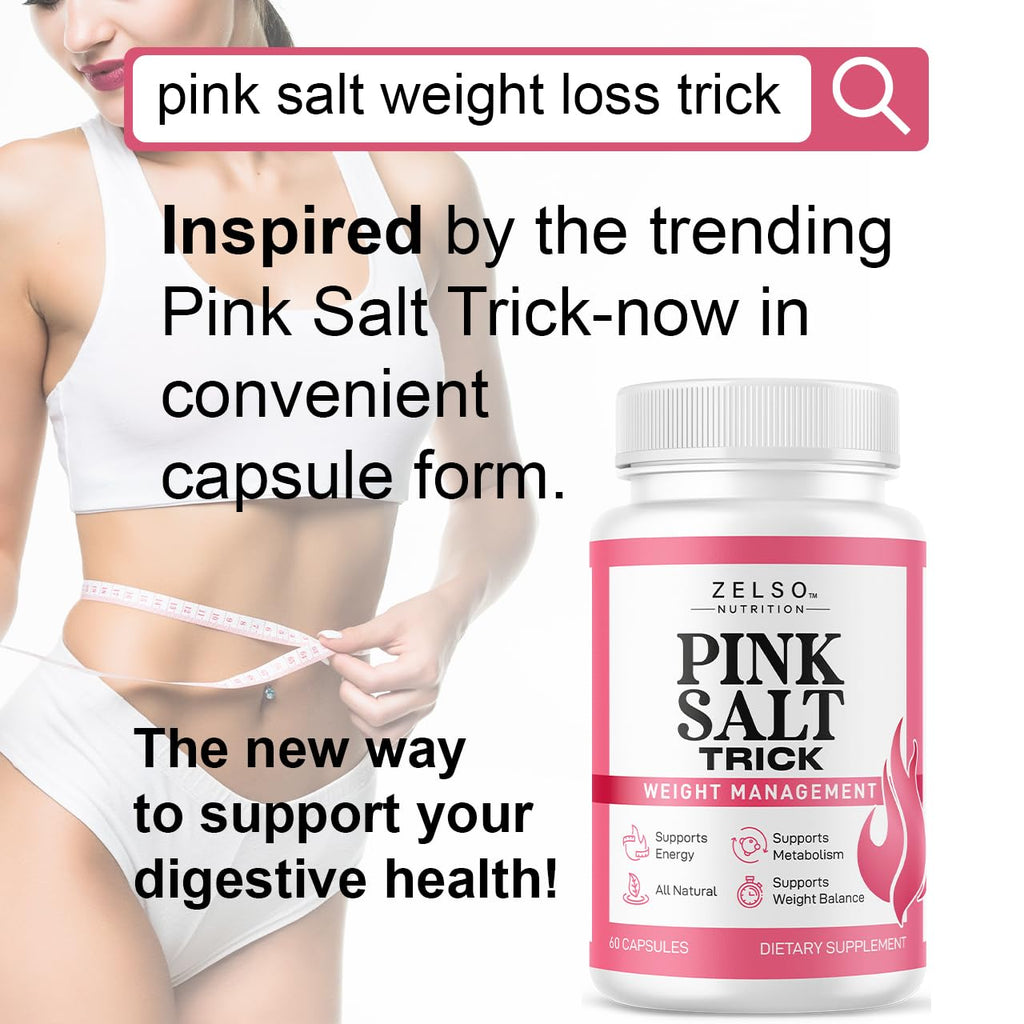 Pink Salt Trick Capsules - Original PinkSalt Trick Supplement for Weight, Energy & Metabolism - All Natural Advanced Support Formula Pills Reviews, 60 Capsules for 1 Month