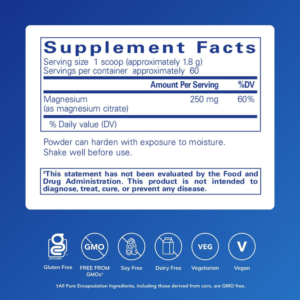 Pure Encapsulations Magnesium (Powder) | Supports Cardiovascular Function, Muscle Function, and Calming | 3.7 Ounces