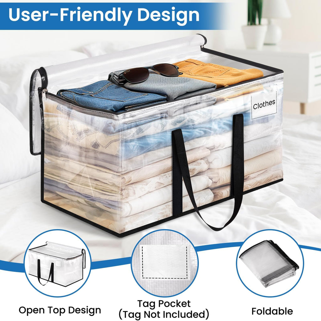 RoomHacks Moving Bags, Heavy Duty Large Storage Bags, 125L, 10 Pack, Clear