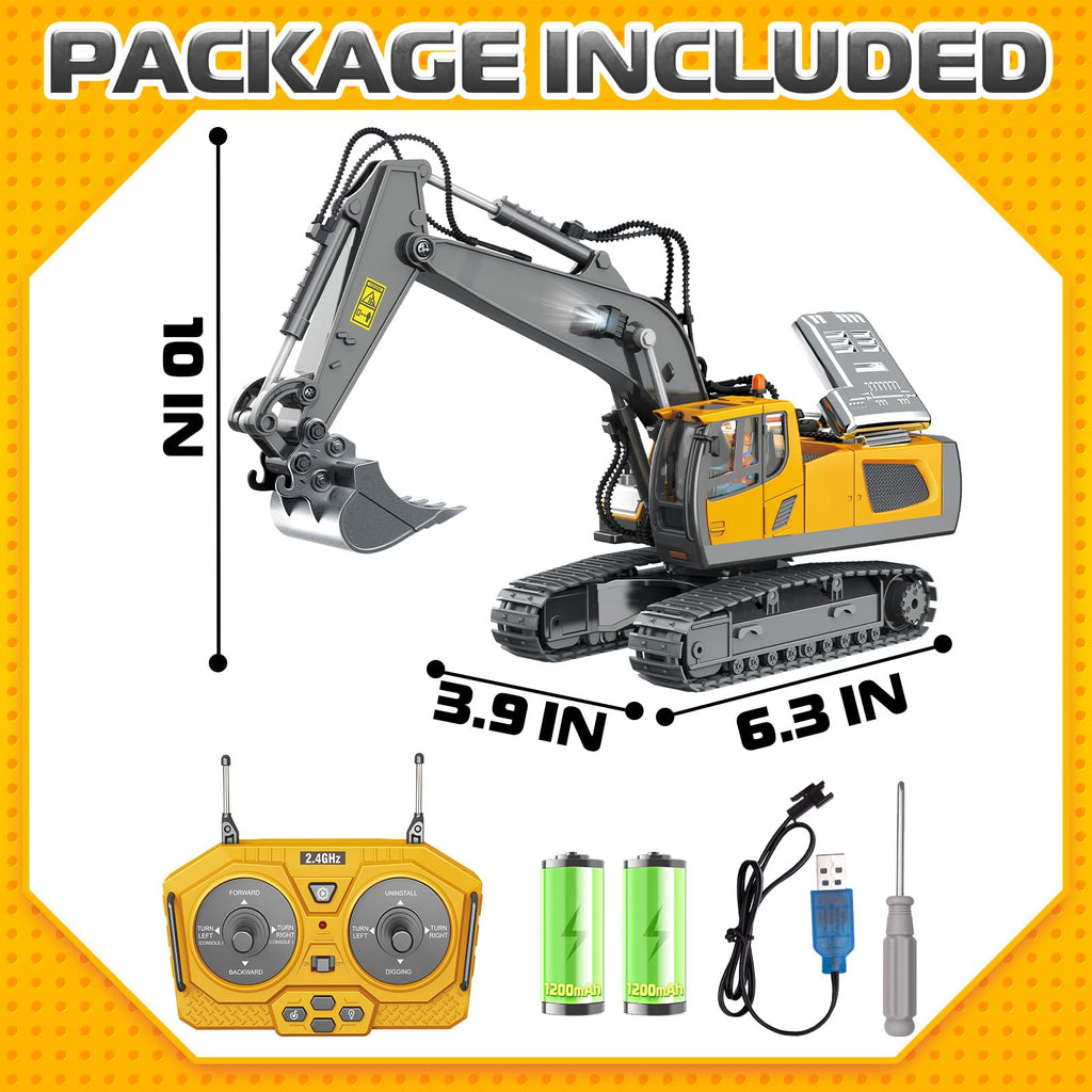 Remote Control Excavator Toys, 11 Channel 1:20 RC Construction Truck