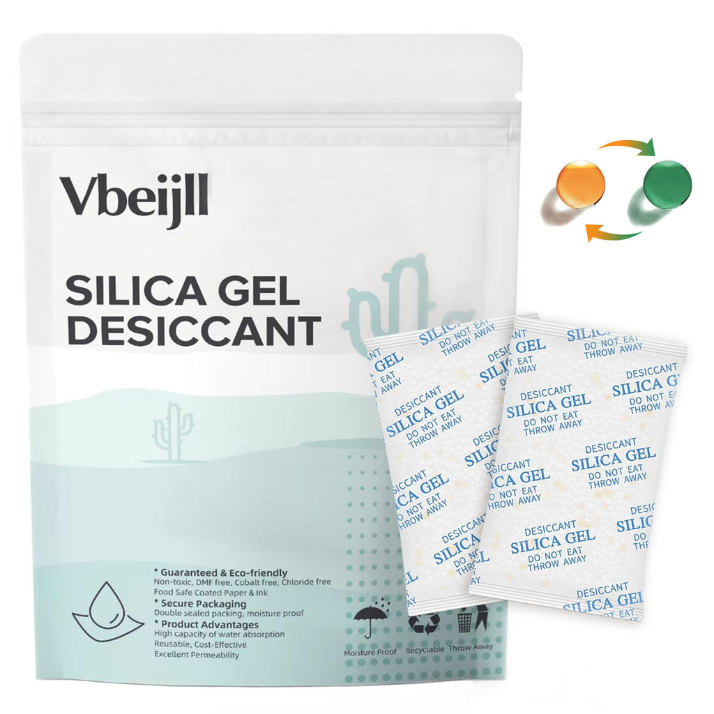 Vbeijll 1 Gram (100 Pack) Silica Gel Packets, Desiccant, Moisture Absorbers