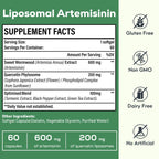 Osasuna 900 mg Liposomal Artemisinin for Maximum Absorption, Sweet Wormwood Extract(Artemisia Annua) with Quercetin Phytosome 200 mg, 60 Softgels - 2 Months Supply