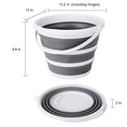 Eurow Indoor and Outdoor Collapsible Bucket with Handle, 10 Liters, 2.6 Gallons, Gray and White (Pack of 2)