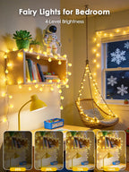 Connectable 43FT 100LED Globe String Lights Indoor, Fairy Lights Plug in