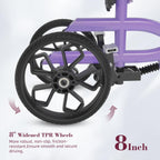 Fvzzin Lightweight Knee Scooter Crutch Alternative, Foldable & Adjustable Knee Scooter for Adults for Foot Surgery, Steerable Knee Walker with Detachable Basket, Includes DIY Stickers-Cream Purple