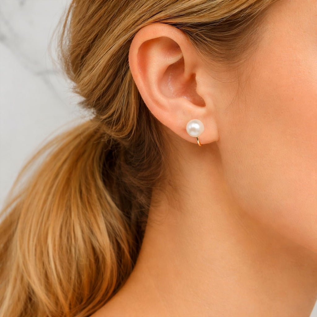 Sheplus Freshwater Pearl Clip On Gold Earrings for Women