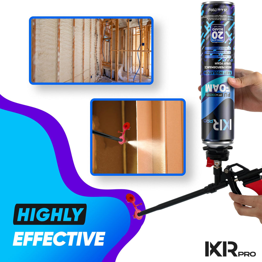 ixirpro Spray Foam Insulation Can (23.4 oz. / 670 g) Expanding Foam Sealant, Spray Insulation, Closed Cell Spray Foam Insulation, High Density, Walls Ceiling Windows Doors