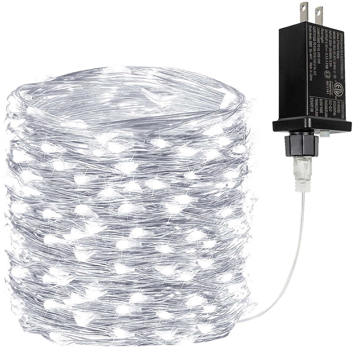66FT 200 LED Fairy Lights Plug in, 8 Modes Twinkle Lights Cool White