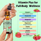2 Pack Vitamin B Complex Liquid Drops for Women Men & Kids, 15-in-1 VIT B Complex with Vitamin C B12 B6 B1 Niacin Folate Magnesium for Brain Nerve Neuropathy Energy Mood, Sublingual B-Complex Drops