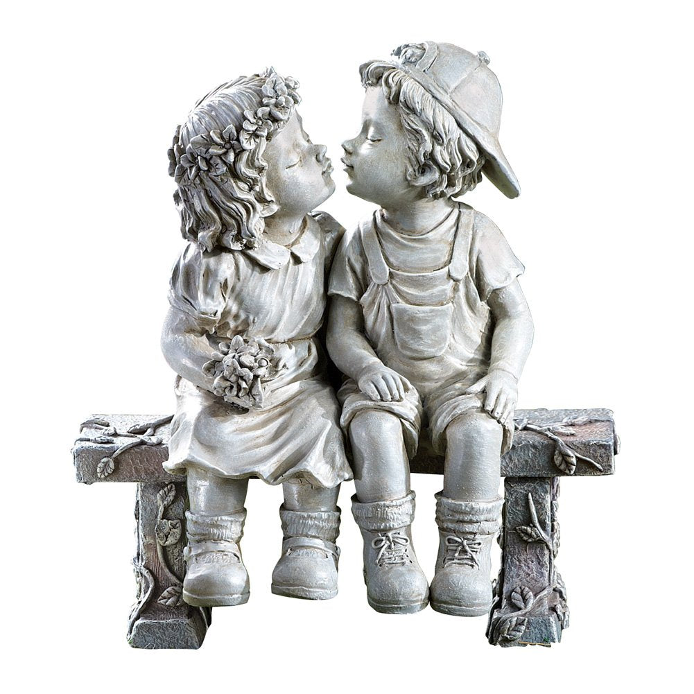 Collections Etc First Kiss, Puppy Love, Kissing Couple Garden Sculpture, 8 1/4" L x 4 3/4" W x 9" H