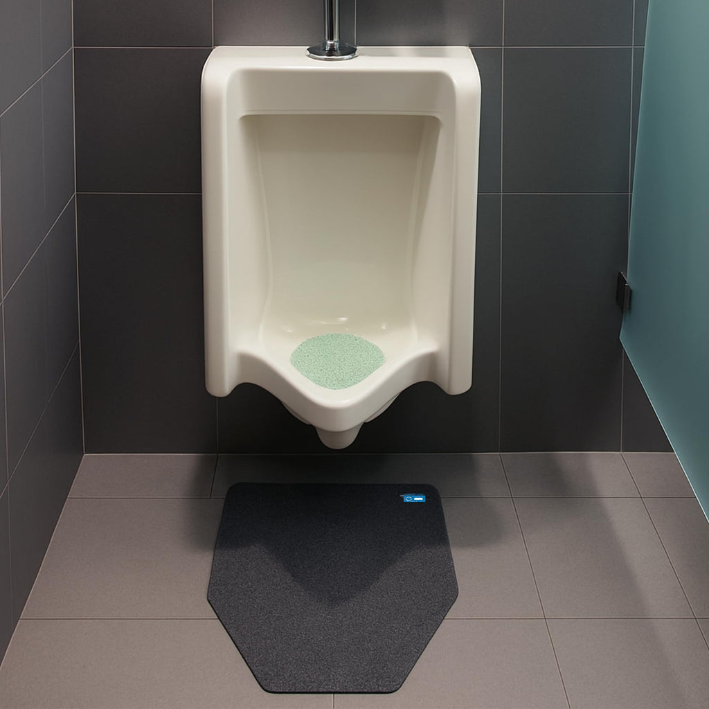 Hygomat Disposable Urinal Mats, Odor Eliminating, Time Monitor, Non-Slip Adhesive, Charcoal, Case of 6, Made in the USA