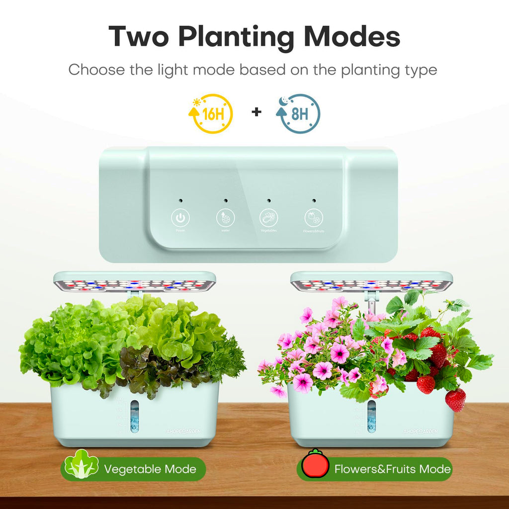 Ahopegarden Indoor Garden Hydroponics Growing System: 10 Pods Kit with LED