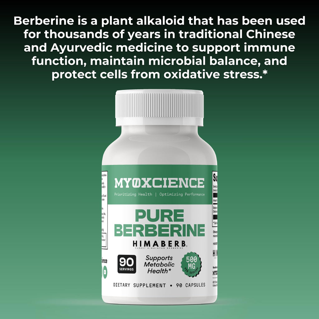 MYOXCIENCE Pure Berberine Himaberb | 500 mg of Berberine HCl per Serving | 90 Servings