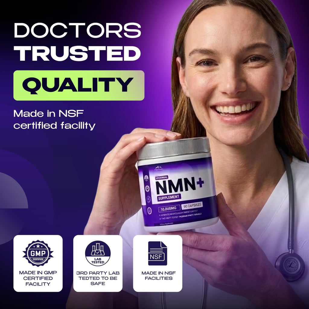 PURE HEALTH MAX NMN Supplement with NAD+ and Resveratrol - NMNH Alternative | NAD Liposomal Supplements for Men and Women - Supports Cellular Energy | 90 Capsules, 3 Months Supply