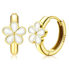 MILACOLATO Solid 925 Sterling Silver Flower Hoop Earrings Toddler Women