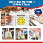 Fuxury 1000 Count Happy Smiling Face Thank You Plastic Bags with Handles