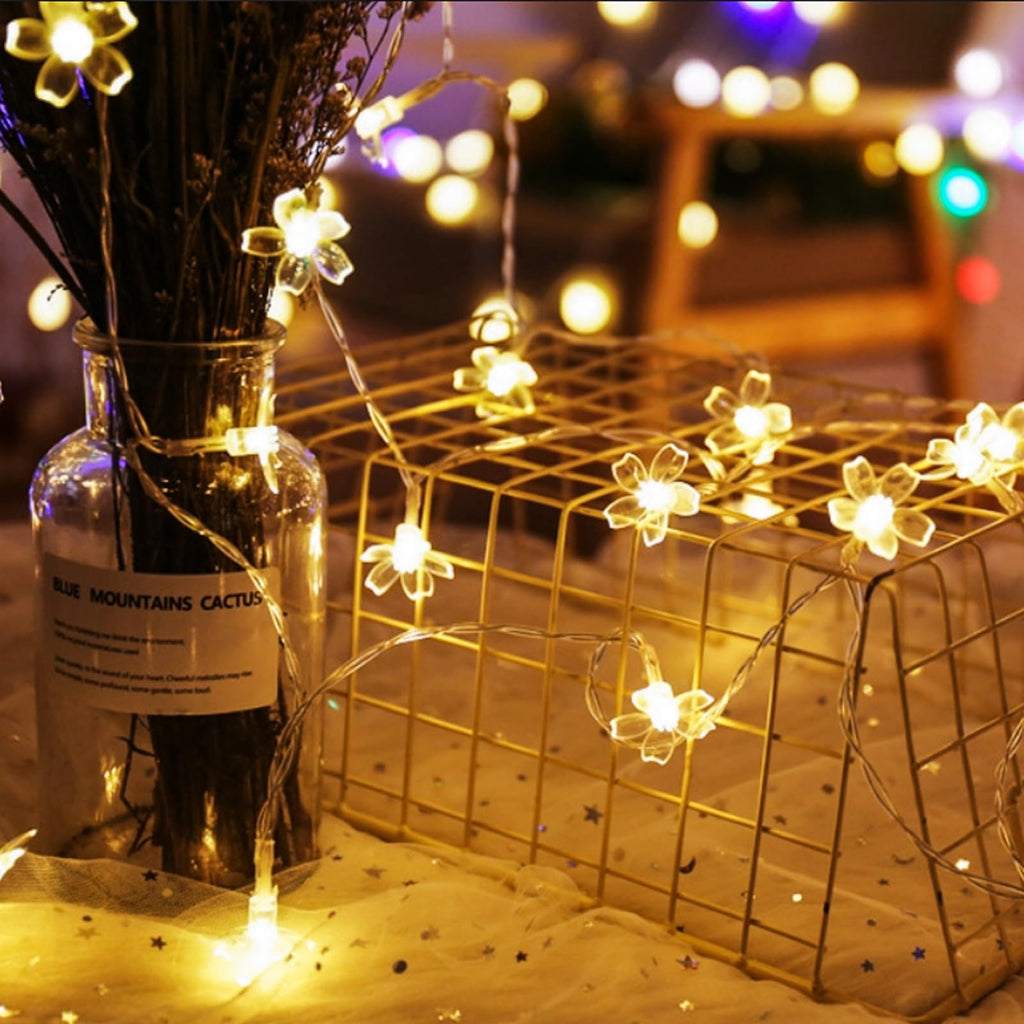 33ft 100 LED Plug in Glow Warm Fairy Flower String Lights Christmas Decor