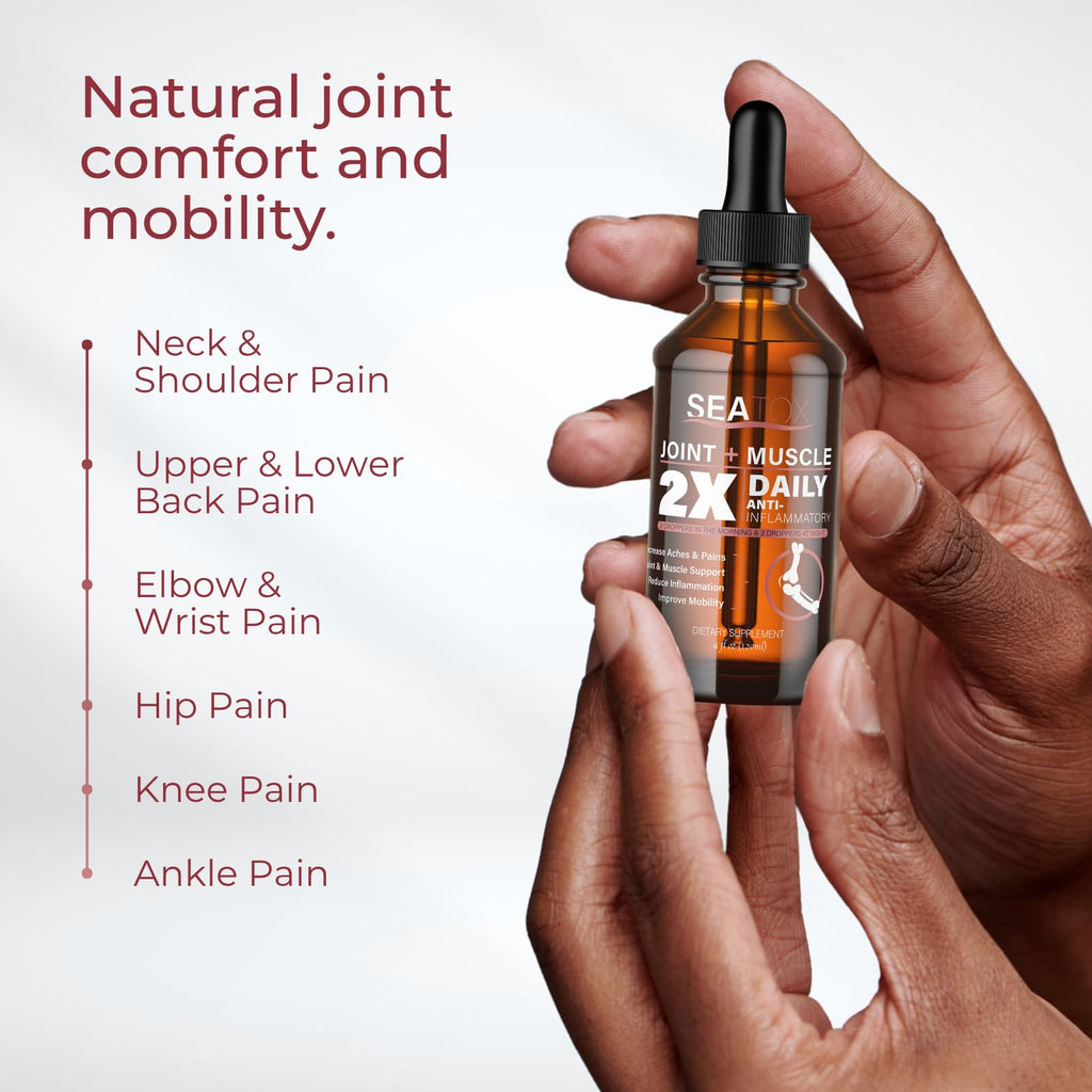 SeaTox - Joint + Muscle Liquid Support - Natural Herbal Blend - For Joint Support, Cartilage, Mobility & Heart Health - Fast-Acting Liquid Supplement - 98% Absorption - Made in the USA - 30-Day Supply