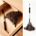 Extendable Ostrich Feather Duster 26-55 Inch, Natural Cleaning Duster with Sponge Grip and Stainless Steel Extension Pole Reusable for High Ceilings, Fans, Blinds, Furniture, Interior & Roof Dusting.