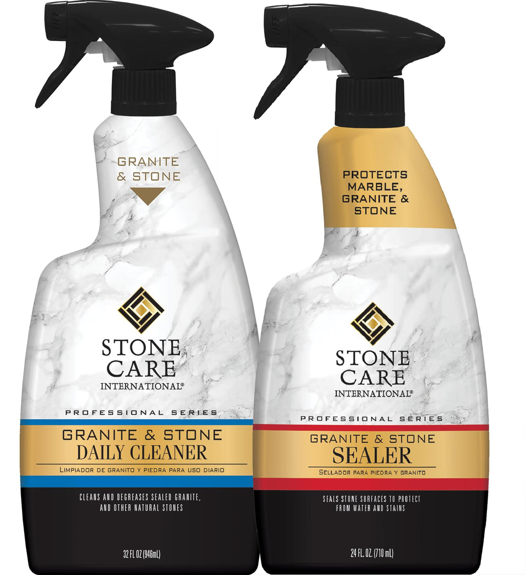 Stone Care International Daily Cleaner/Polish & Sealer Stone Care Kit for Granite, Quartz, Quartzite, Limestone Countertops - No residue, Superior Protection