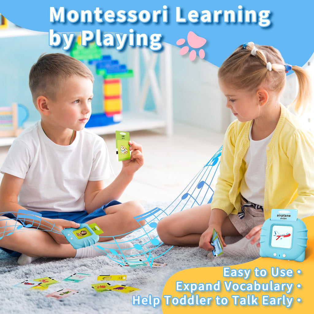 Aullsaty Toddler Toys Bilingual English and Spanish Talking Flash Cards for 1 2 3 4 5 6 Year Old Boys and Girls, Autism Sensory Toys for Autistic Children, Learning Educational Speech 250 Sight Words