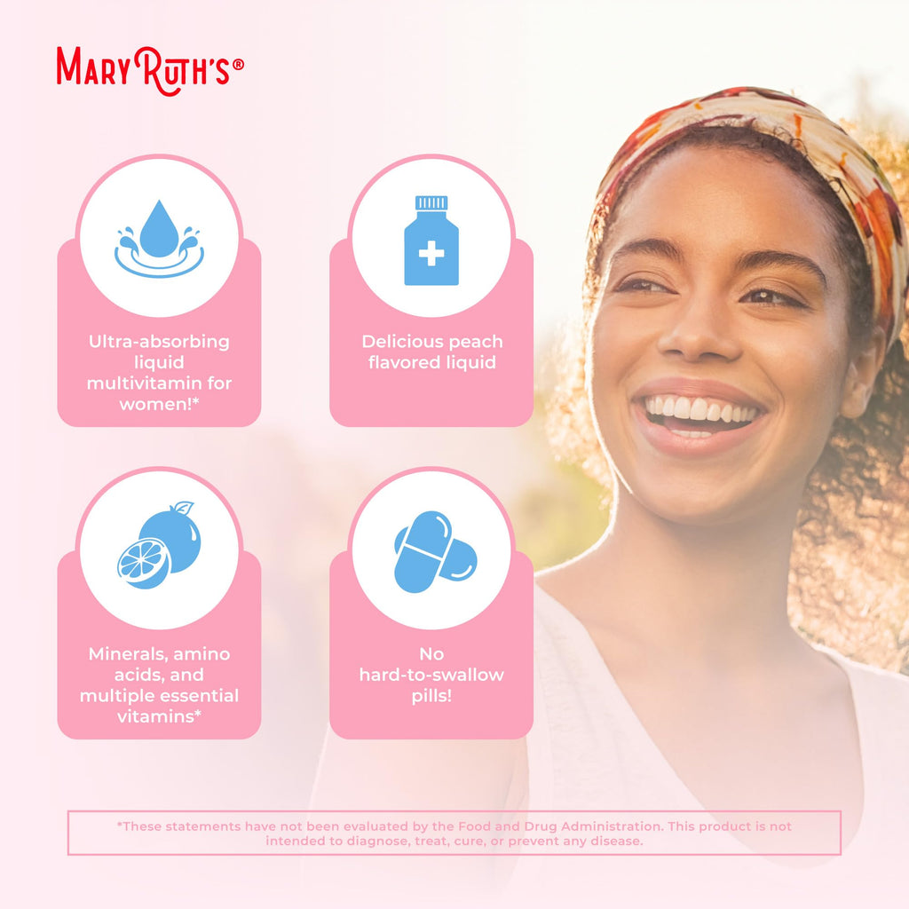 MaryRuth Organics Women's Multivitamin + Lustriva Hair Growth Liposomal | Biotin 10000mcg | Clinically Tested for Thicker, Fuller Hair, Improved Facial Fine Lines & Wrinkles | Ages 18+ | 15.22 Fl Oz