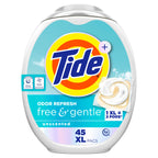 Tide PODS Free and Gentle Odor Refresh Laundry Detergent Packs, 45 Count, Hypoallergenic Laundry Detergent Pods
