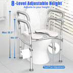 Toilet Seat Riser for Seniors, FSA HSA Eligible Raised Toilet Seat with Handles, 8-Level Height & 3-Level Width Adjustment, Fits Most Body Sizes and Toilets, for Pregnant & Disabled