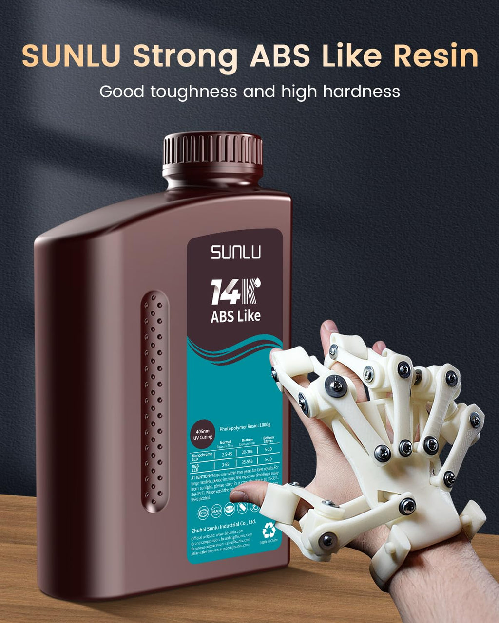 SUNLU ABS-Like 3D Printer Resin 2.0, 14K 3D Resin, Superior Precision, for Detail Printing Miniatures, Smooth Matte Surface, Suit for most LCD Printer, 405nm UV Curing Photopolymer 3D Resin, 2KG, Grey