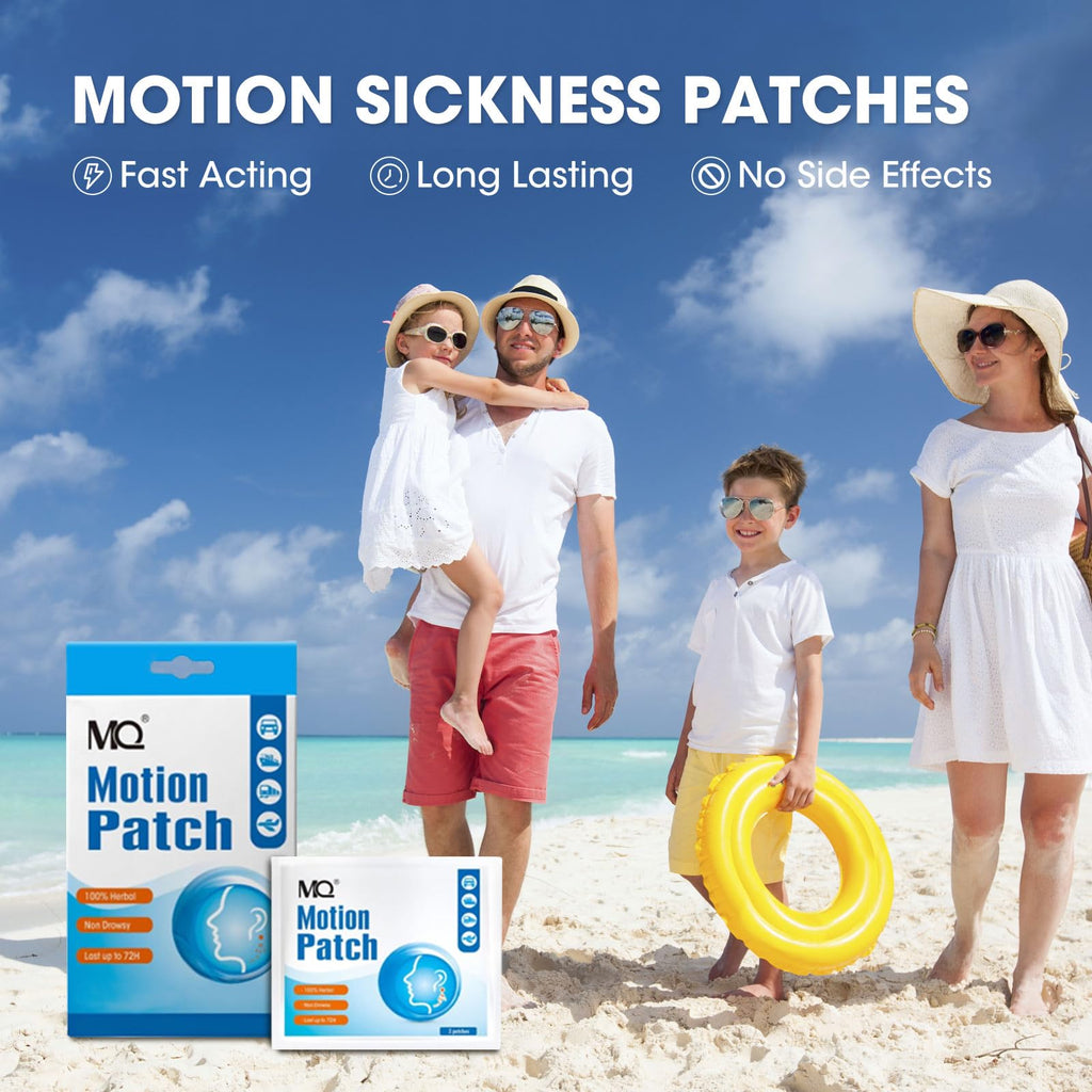 MQ Motion Sickness Patch,20 Count,Non Drowsy Sea Sickness Patches Behind Ear for Cruise Ship Travel, Waterproof Car Sick Patches Fast Acting & Long Last 72H