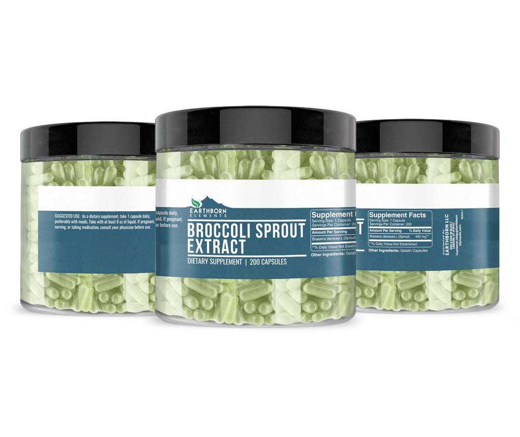 Earthborn Elements Broccoli Extract 200 Capsules, Pure & Undiluted, No Additives