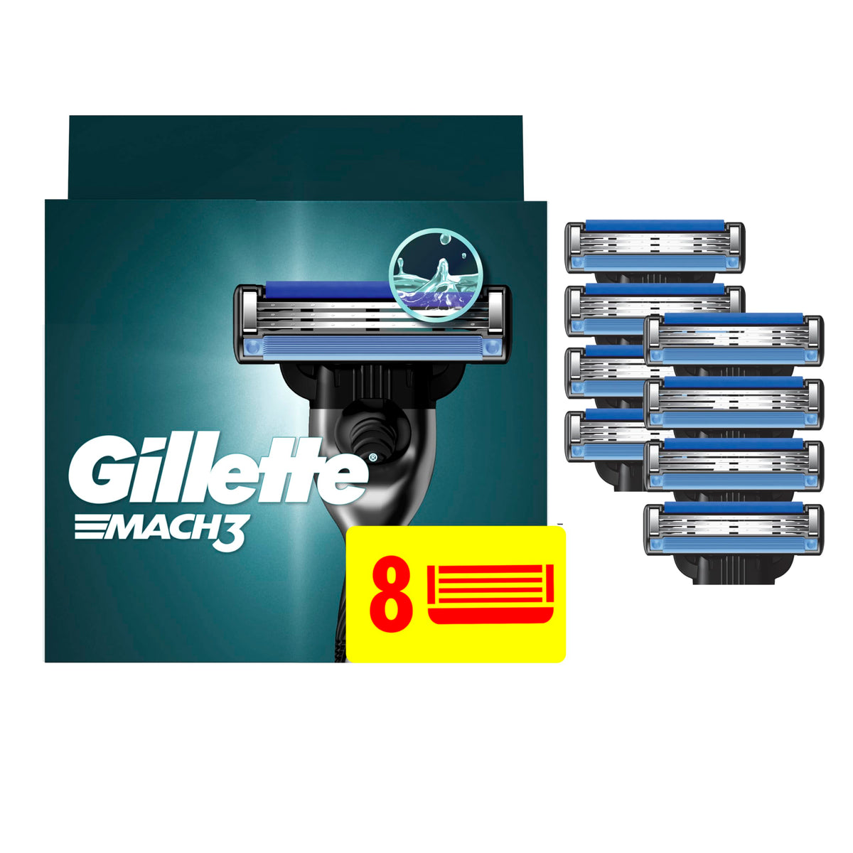 Gillette Mach3 Razor Refills for Men, 8 Razor Blade Refills