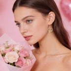 Peace Sign Earrings, 70s Hippie Earrings, Boho Heart Flower Diamond Drop Earrings for Women, Zirconia Love Heart Pendant Dangle Peace Earring, Rose Gold Chain Birthday Valentines Day Jewelry Gifts