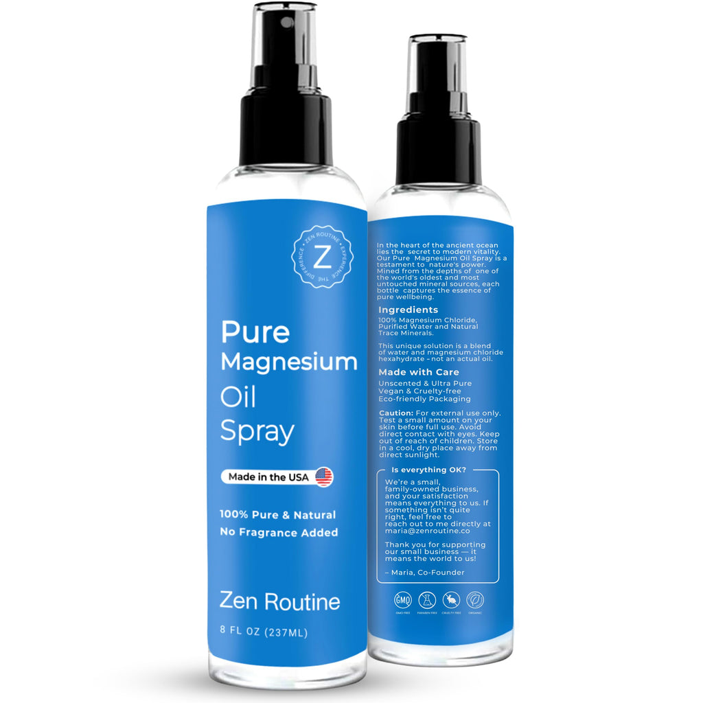 Pure Magnesium Oil Spray 8oz (Single) – USP Grade – Topical for Feet, Body, Muscles, Leg Cramps & Sleep – Extra Strength, Less Sting – 100% Organic & Natural — Made in USA
