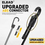 8-Piece 48-inch Adjustable Bungee Cords with Hooks, Heavy Duty Outdoor Carabiner Bungee Straps, Easily Adjust from 7" to 48", Black Super Elastic Cord for Cargo, Camping, Bike Racks, Tents