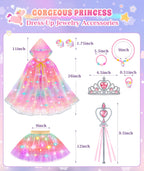 Princess Dress Up for Girls, Unicorn Light up Princess Cape Princess Dress