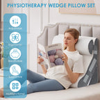 MEGCXIT 3PCS Bed Wedge Pillow for Headboard, Adjustable Wedge Pillow for Sleep Apnea, 23” Wide Triangle Pillow Wedge Set for After Surgery, Acid Reflux Relief, Snoring, Neck&Back Support, White/Grey