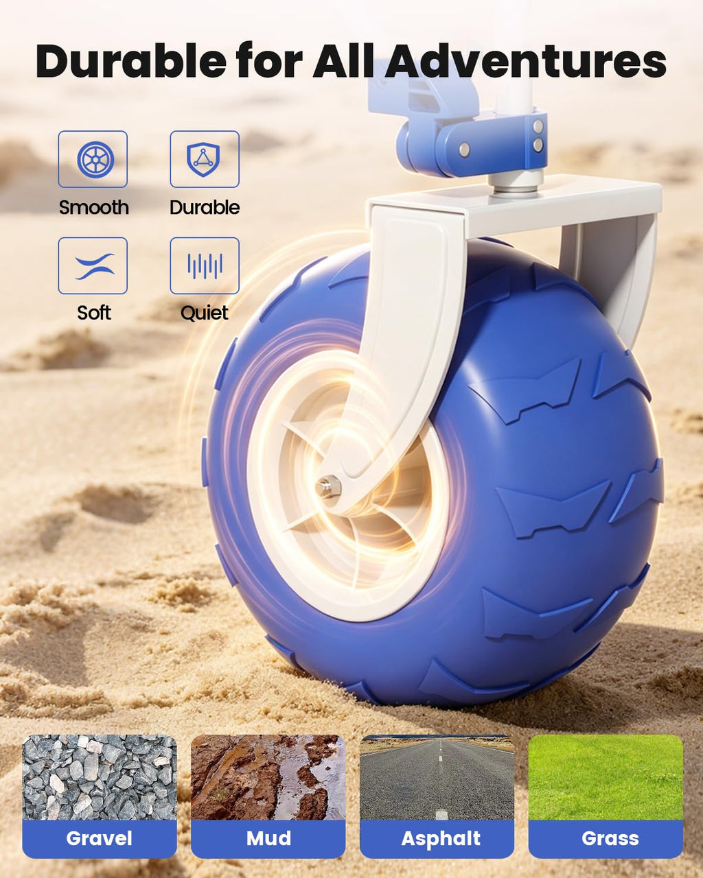 GVDV CW40 Beach Wagon with 9 in Big Balloon Wheels, Cart with Tailgate